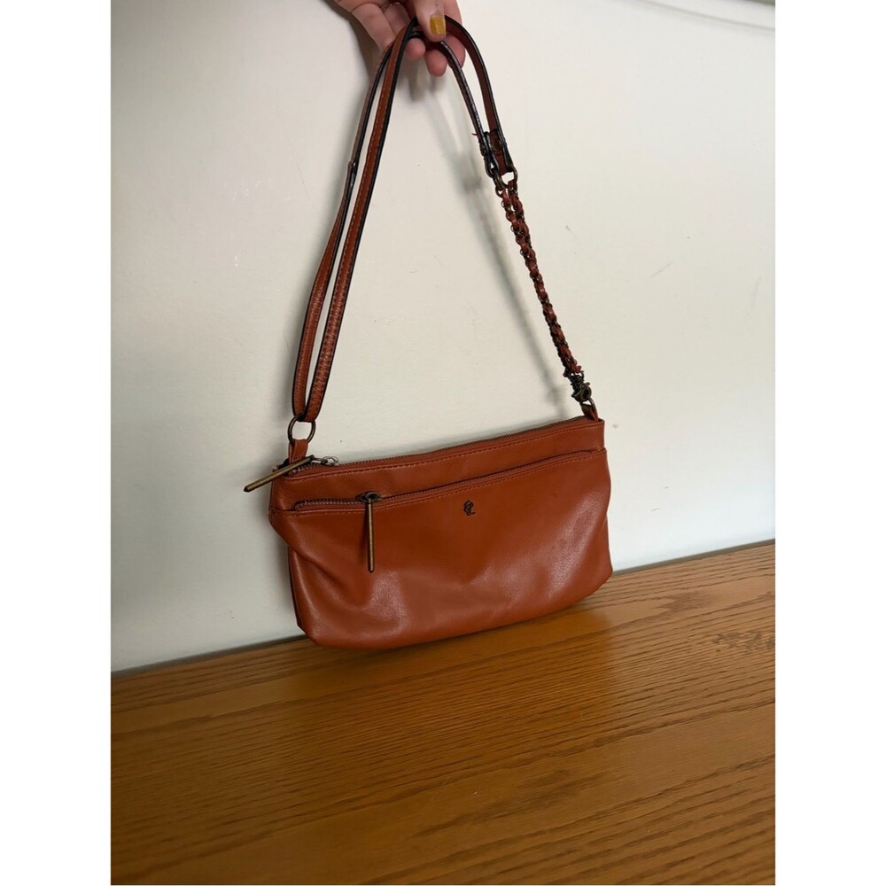 Elliot Lucca Leather Convertible Crossbody Bag in Cognac Brown